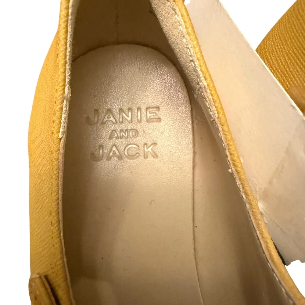 Janie and Jack Kids Mustard Yellow Bow Mary Jane Flats Shoes Girls 12 New w Tags